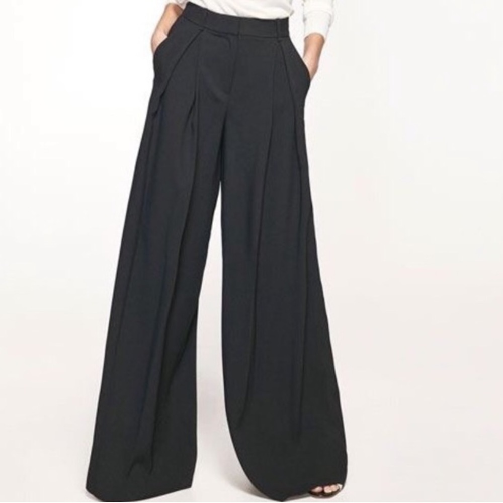 NWT Massimo Dutti High Rise Wide Leg Black Trousers 2